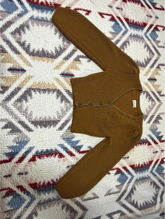 Urban Outfitters Cardigan Sweater Womens Large Brown Cropped Dolman V Neck - Picture 3 of 6
